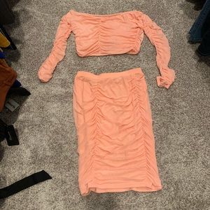 Peach 2 piece fashion nova outfit